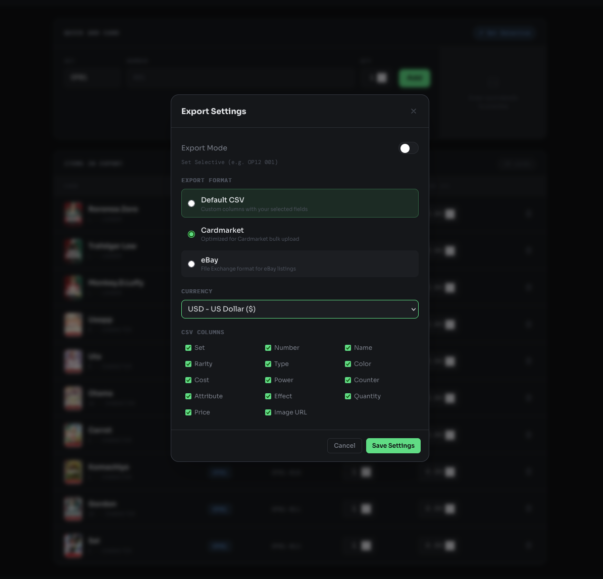 Bulky.gg Export Settings